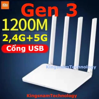 Bộ phát Wifi Xiaomi Gen 3 USB 2.0 băng tần kép xuyên tường tốc độ cao 1200mbps chuẩn AC tốc độ cao Rom PADAVAN