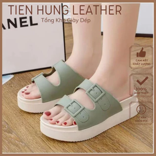 Dép nữ quai ngang độn đế cài khuy, sandal nữ 2 quai siêu hot TH6001