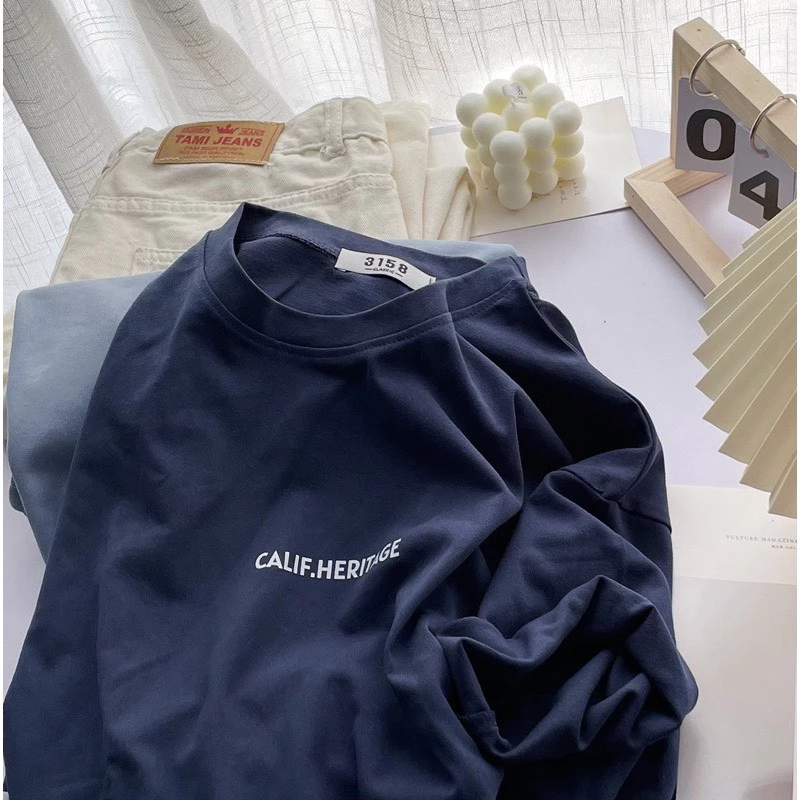 Áo thun nữ YUSTUDIO 3158 chất cotton khô form rộng phông nam nữ unisex mẫu CALIF.HERITAGE