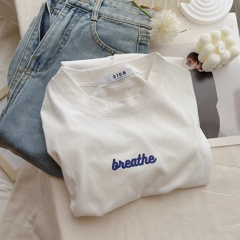 Áo thun nữ YUSTUDIO 3158 chất cotton khô form rộng phông unisex mẫu breathe