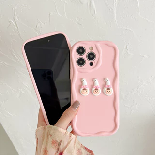 Ốp điện thoại iphone màu hồng charm gắn thú nổi cute ốp cho iPhone 14 XR 13 11 12 Pro Max 8 7 6 6S Plus X Xs Max Se 2020