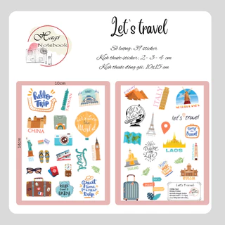 Nhãn dán trang trí chủ đề Du Lịch, sticker trang trí sổ tay, scrapbook