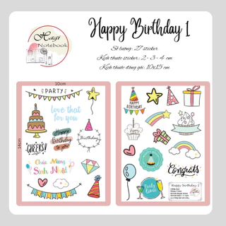 Sticker die cut trang trí sổ dán ảnh, scrapbook, vở tập, sticker sinh nhật, giáng sinh trang trí hộp đựng quà