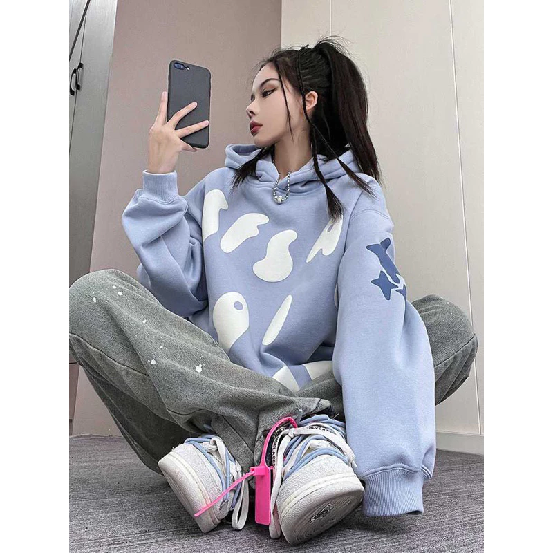 Áo hoodie VSA form rộng hình in nhiệt chắc chắn NewArrival 2023