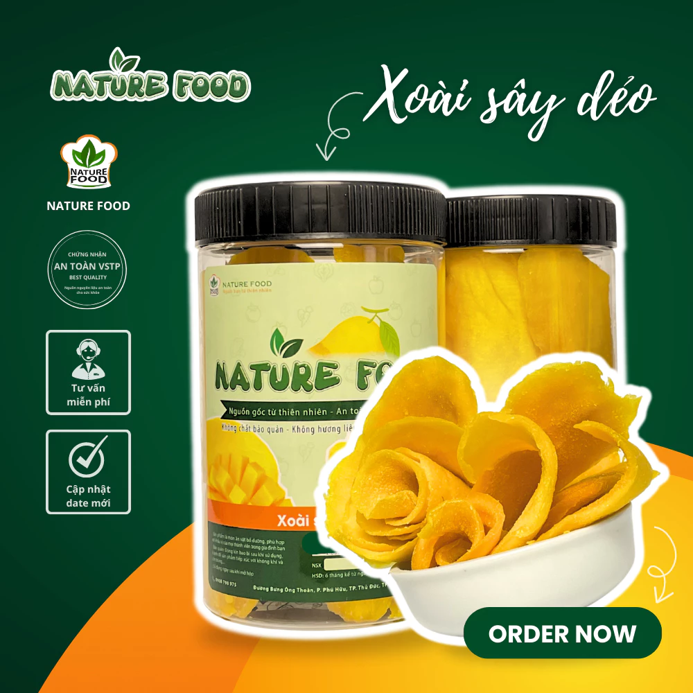 [2 HỘP - 1KG] XOÀI SẤY DẺO CHUA NGỌT LOẠI THƯỢNG HẠNG NATURE FOOD