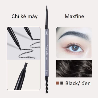 Maxfine~Chì kẻ mày siêu mịn hai đầu không thấm nước và không bị nhòe chính hãng ~My Delwyn~