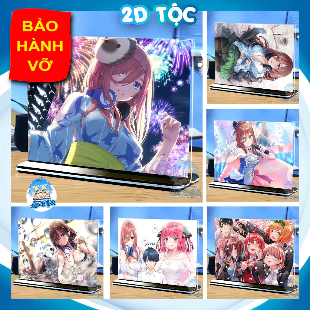 Khung ảnh Mica trong suốt Kích thước A4,A5 In hình Nakano Miku (4) Anime Manga Nhà Có 5 Nàng Dâu đế lùa màu đen