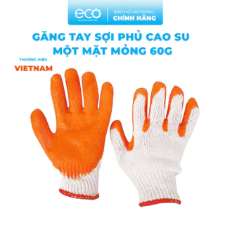 Găng tay sợi phủ cao su một mặt mỏng 60g chống trơn, nóng, hóa chất. Bao tay phủ cao su hoàn thiện tốt