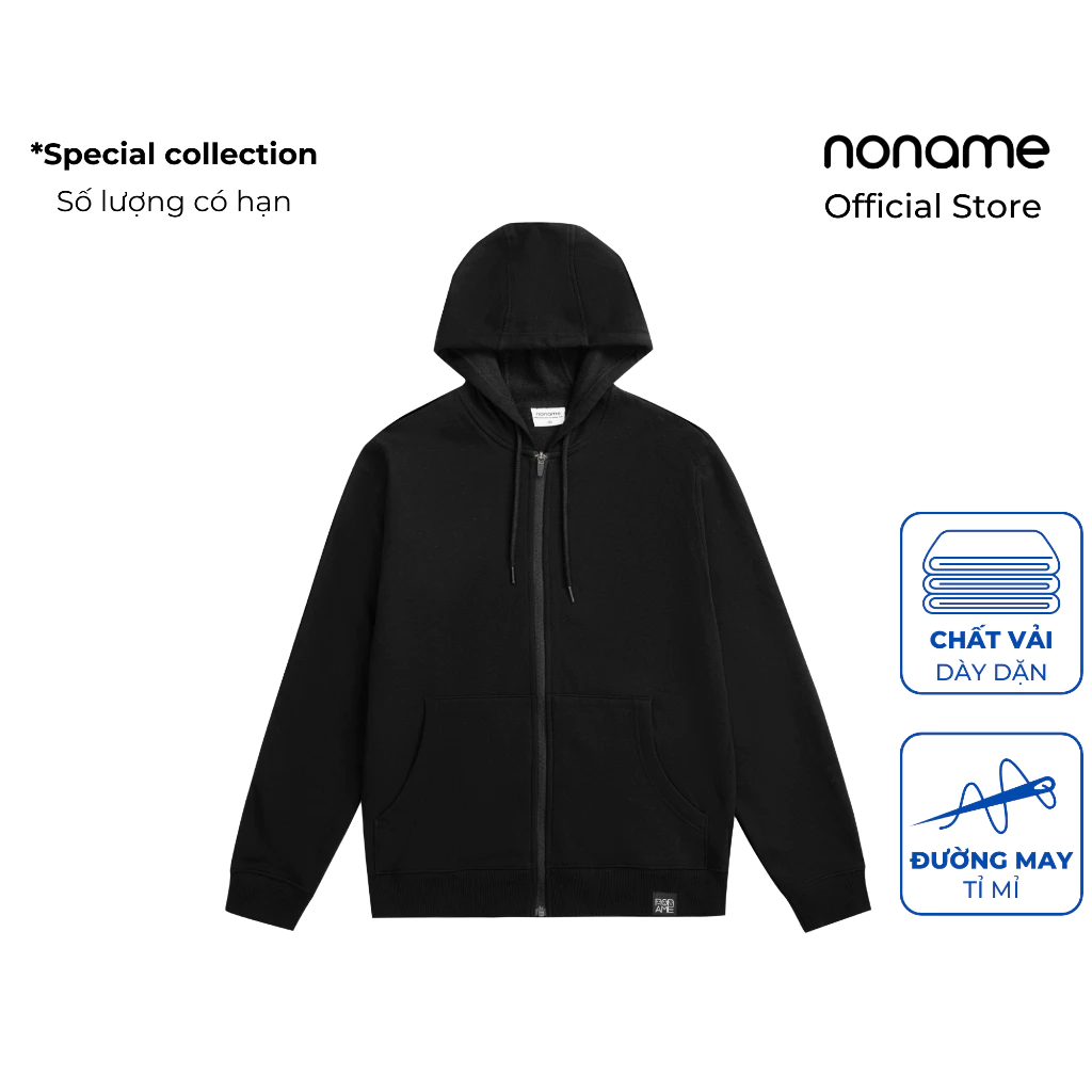 Áo Hoodies Zip Nam Regular-fit noname Basic/Black_NNMZD701MS194-01