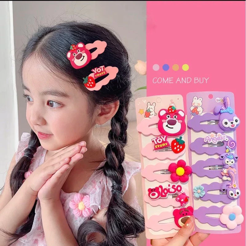 Set 5 kẹp tóc hoạt hình cute dành cho bé gái |HD96