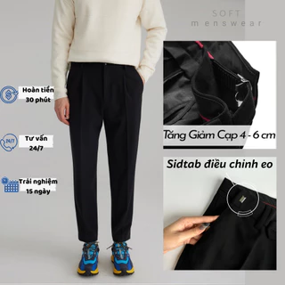 Quần âu nam SOFT MENSWEAR, quần tây nam sidetab cạp cao hàn quốc ống suông dáng baggy vải co giãn