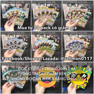 (Mua từ2pack-Đọc lưu ý) Pack Snapmide My Hero Academia 1 2 3A 3B 4A 4B 5 thẻ nhân phẩm card random Học Viện Anh Hùng MHA