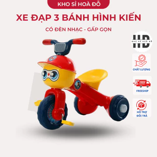 Xe đạp ba bánh con kiến kết hợp chòi chân có đèn nhạc cao cấp_KHO SỈ HOA ĐỖ