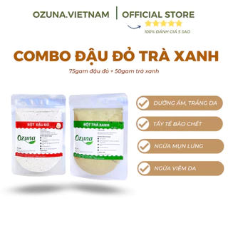 Combo bột đậu đỏ trà xanh giúp tẩy da chết dưỡng trắng mờ thâm ngăn ngừa mụn dùng cho mặt và body Ozuna Việt Nam