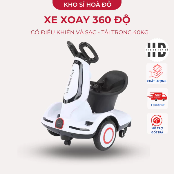 Xe xoay 360 độ có điều khiển và sạc cho bé tải trọng 40kg cao cấp_KHO SỈ HOA ĐỖ