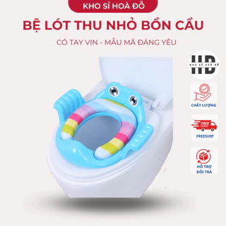 Bệ Lót Thu Nhỏ Bồn Cầu Có Tay Vịn Cho Bé - Màu Xanh - Màu Hồng cao cấp_KHO SỈ HOA ĐỖ