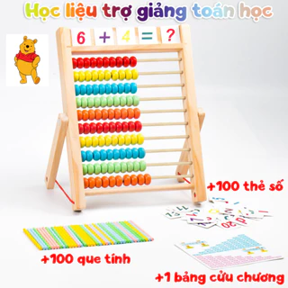 Bảng tính thông minh tặng kèm 100 thẻ số, 100 que tính nhiều màu- Thepooh