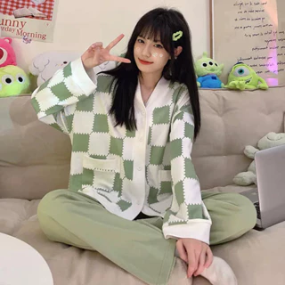 Bộ Mặc Nhà Pyjamas Chất Liệu Cotton Mềm Mịn, Thoải Mái Phù Hợp Mặc Thu Đông Đem Đến Sự Thoải Mái Cho Người Dùng