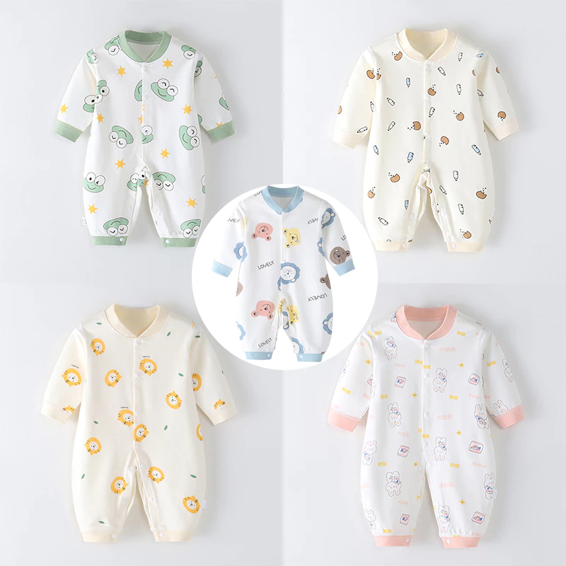 Body dài tay cho bé trai bé gái sơ sinh, bộ đồ liền thân 100% cotton hàng Quảng Châu cao cấp _ BD75