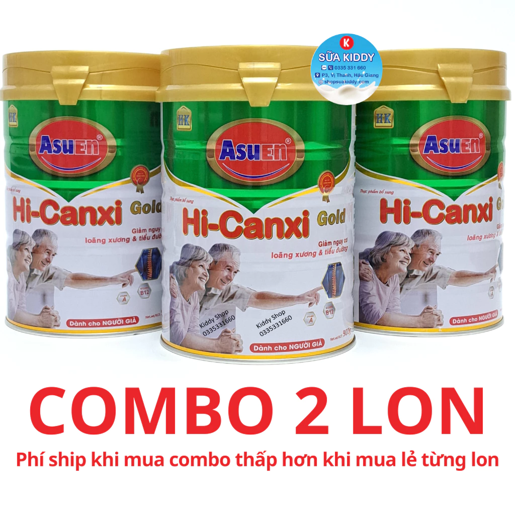 Combo 2 lon Sữa Asuen Hi Canxi Gold 900g ngừa loãng xương, tiểu đường