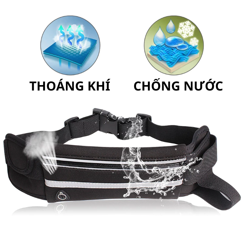 Đai đeo hông thể thao, túi đeo bụng chạy bộ chống nước tiện lợi ngăn đựng điện thoại, ví, chìa khóa