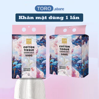 Khăn lau mặt khô đa năng dùng 1 lần 100% cotton  dạng rút Cotton Tissue có thể tẩy trang túi 180 tờ