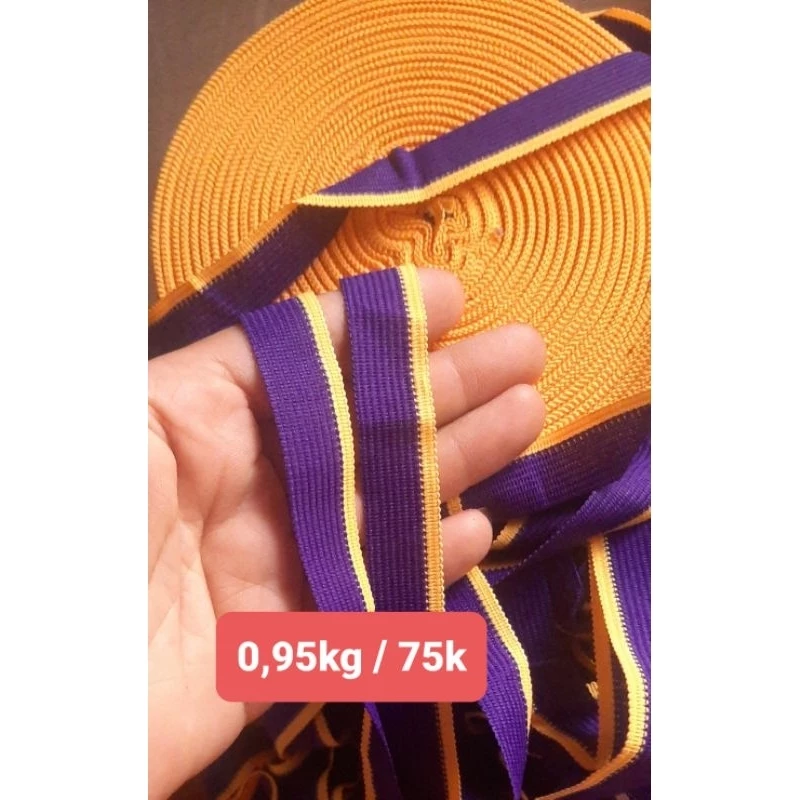 dây viền trang  trí quần áo bản 1,7cm màu tím kẻ vàng( 0,95kg= 75k)