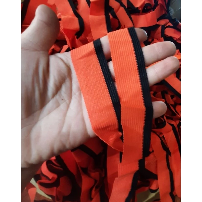 dây viền trang trí quần áo, mũ, túi xách, hanmade...màu cam kẻ đen  bản 2,5cm( 80k/kg)