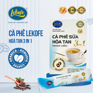 Cà phê sữa hòa tan 3in1 Lekofe 100% cà phê nguyên chất Đắng nhẹ thơm vị sữa Hộp 16 gói 288g