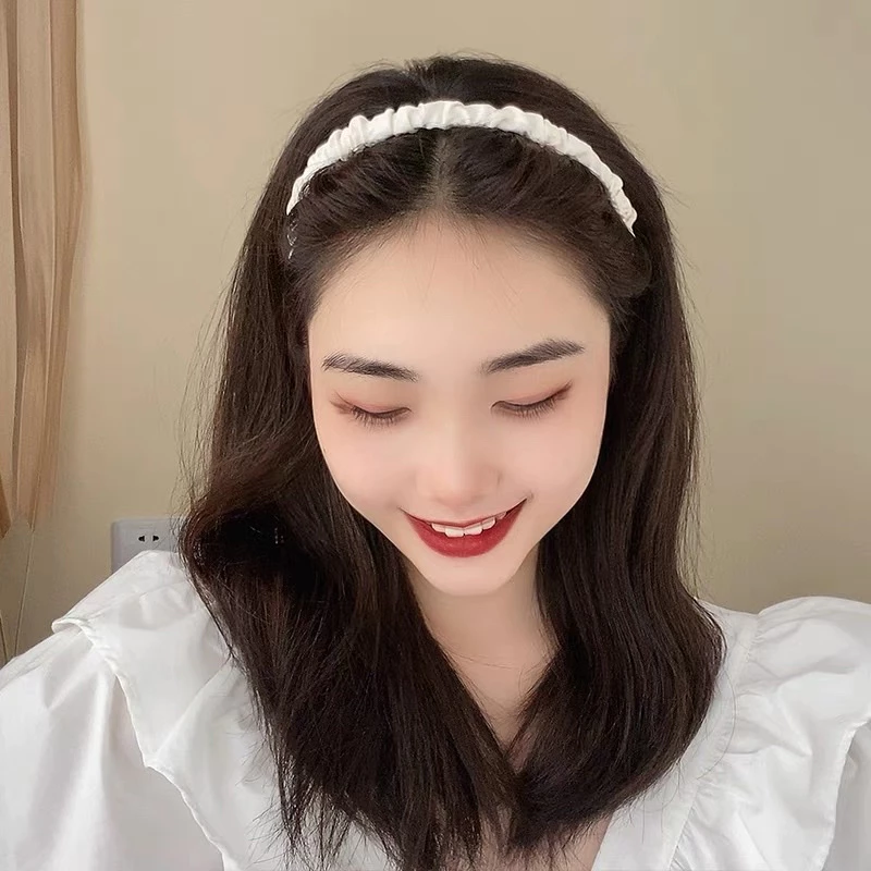 Bờm tóc vải, băng đô lụa satin nhún nữ tính phong cách Hàn Quốc - Y011