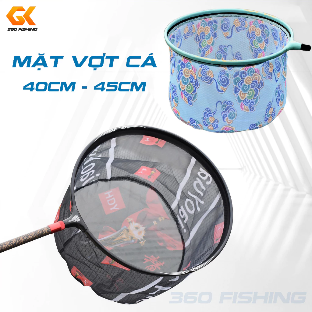 Mặt Vợt Cá Cacbon Siêu Nhẹ Vành Vợt Vớt Cá Cao Cấp Chịu Lực Tốt Vành Tròn 40Cm 45Cm