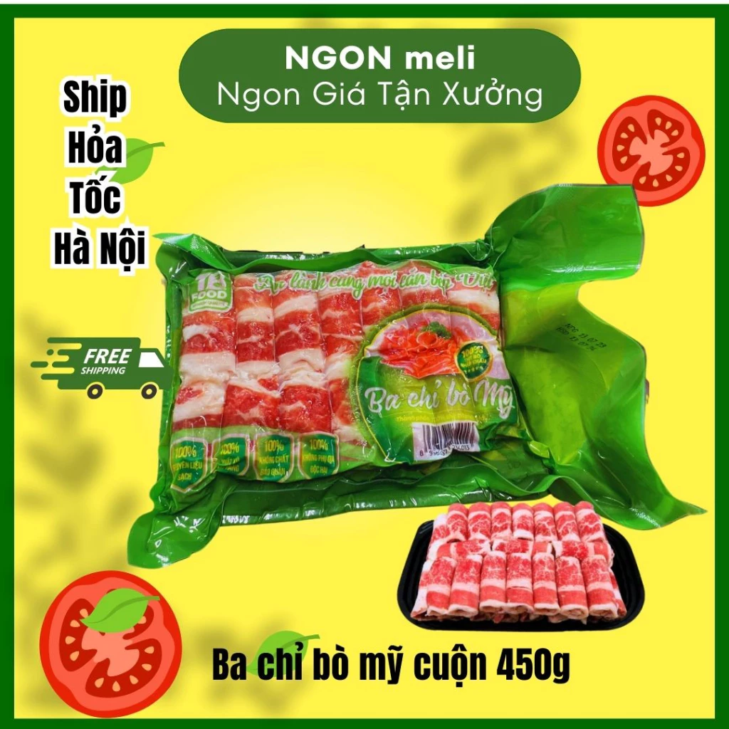 Ba chỉ bò mỹ 450g NGON meli Giao Hỏa Tốc Hà Nội