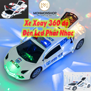 Xe Hơi Cảnh Sát, Ô tô police Biến Hình Xoay 360 độ có đèn led phát nhạc chất lượng đảm bảo