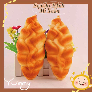 Squishy jumbo bánh mì xoắn shop Quỳnh Vịt bóp cực mịn dẻo đã tay giúp giảm stress