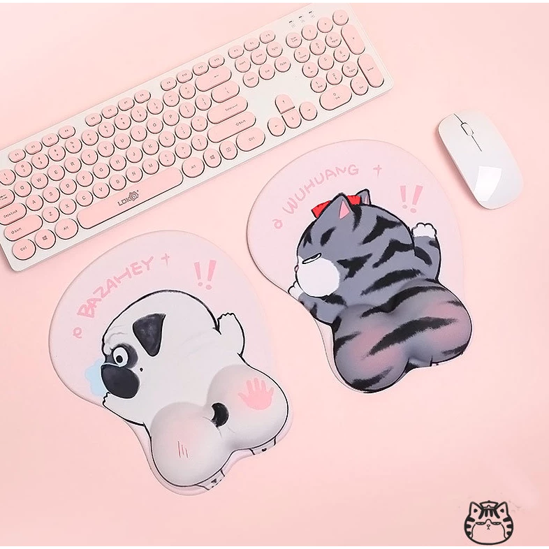 Miếng Lót Chuột Có Đệm 3D Mouse Pad Mèo Hoàng Thượng Chó Pull