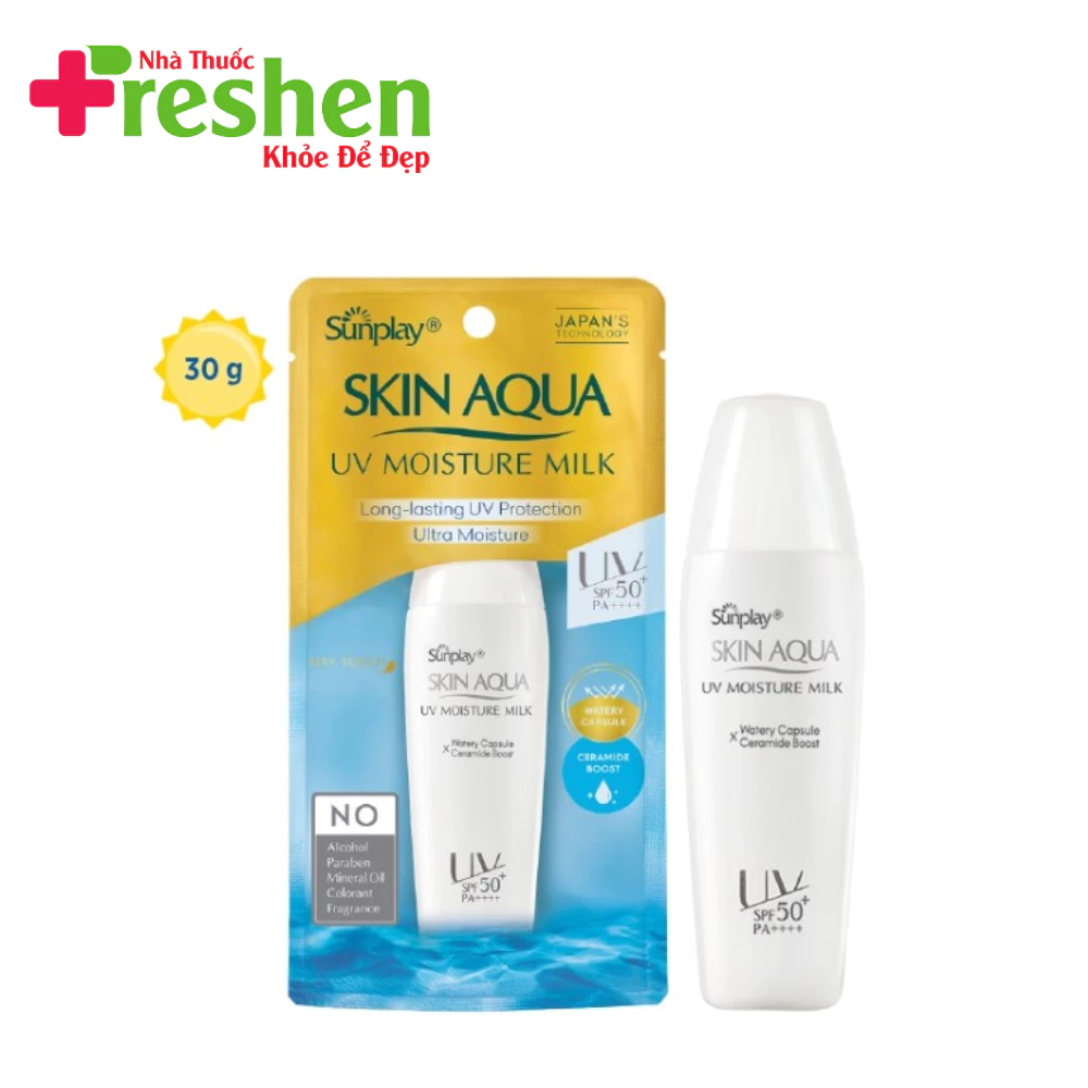 Sunplay Skin Aqua UV Moisture Milk SPF50+, PA++++: Sữa chống nắng dưỡng da, giữ ẩm