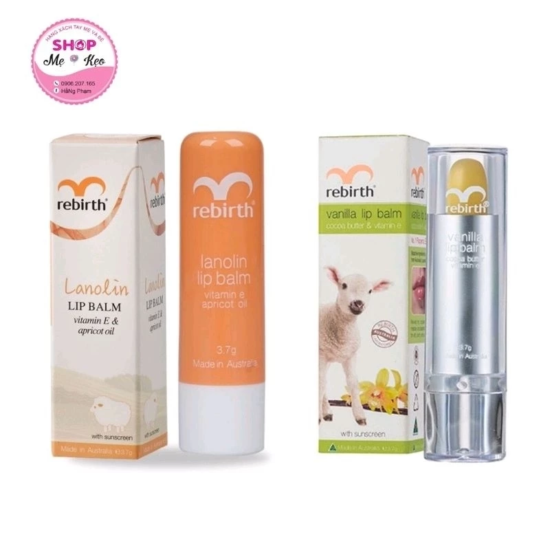 [Mẫu Mới] Son Dưỡng Môi Nhau Thai Cừu Chống Khô Và Nứt Nẻ Hương Mơ Rebirth 3.7g Của Úc