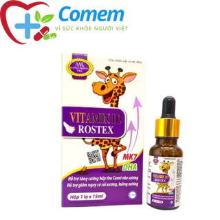 Vitamin D3 ROXTECH giúp tăng cường hấp thu canxi, chắc khỏe xương răng cho bé - Chai 10ml (Vitamin D3 Rostex)