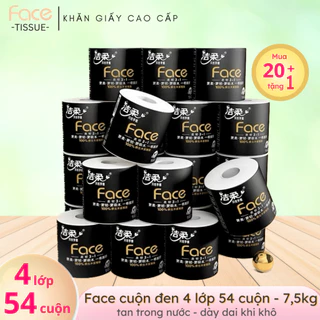 Giấy vệ sinh Face 54 cuộn tan 7.5kí 4 lớp cao cấp- Face Tissue, giấy face đen, giấy vệ sinh cuộn