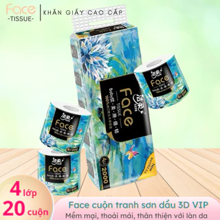 Giấy vệ sinh Face VIP hoà tan 4 lớp cao cấp >2kg 10 cuộn- Face Tissue- giấy vệ sinh cuộn, face cuộn