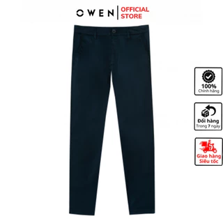 Quần dài kaki nam Owen QKSL231311 kaki công sở cao cấp màu xanh navy dáng slim fit vải cotton mềm mát dễ chịu