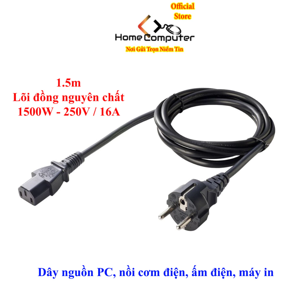 Dây nguồn nồi áp suất, bếp điện, nồi cơm điện 1500W lõi đồng nguyên chất dài 1.5m hàng xịn