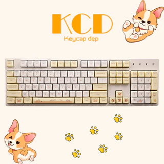 Keycap XDA cao 9.5mm, chủ đề CORGI CUTE , chất liệu PBT dày 1.5mm