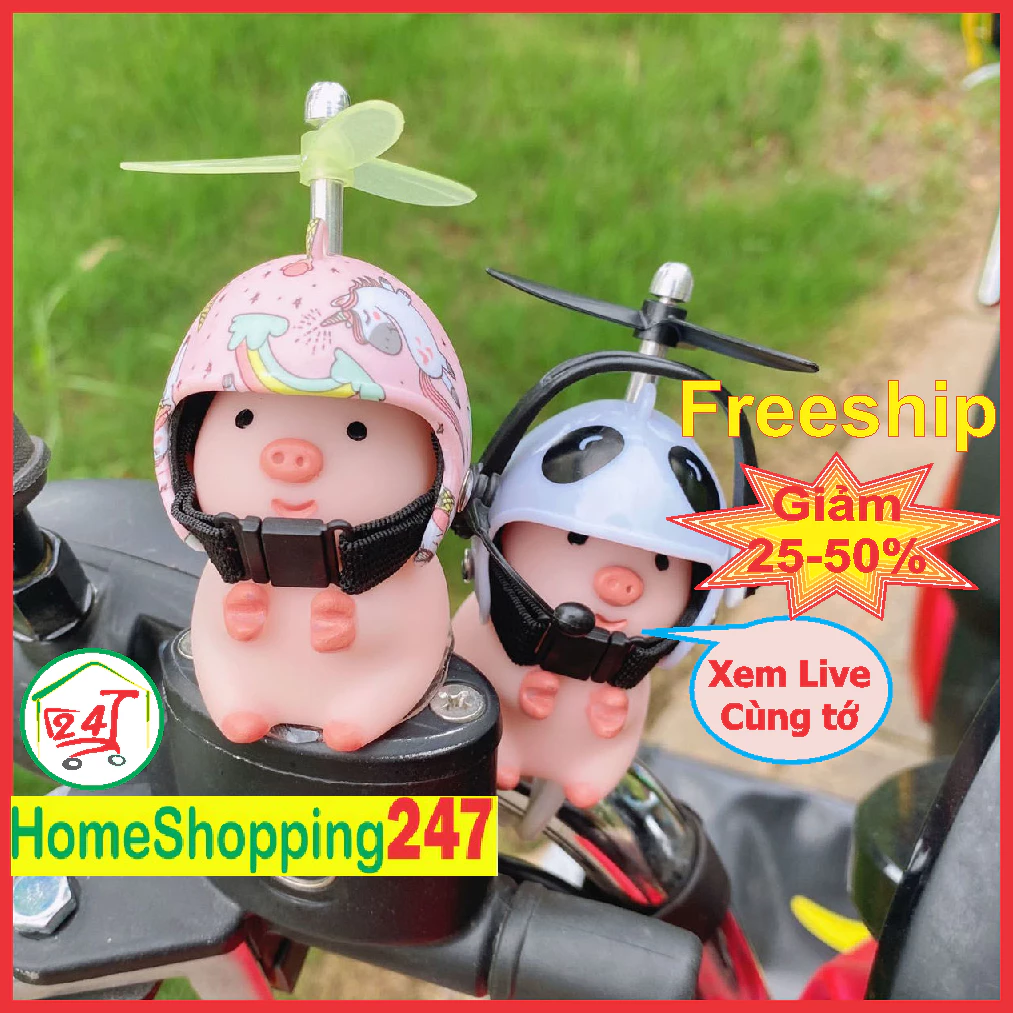 Tặng Kính. Heo hồng dán mũ bảo hiểm phát sáng gắn xe đạp, xe máy, ô tô, mũ bảo hiểm. Lợn hồng chong chóng dễ thương
