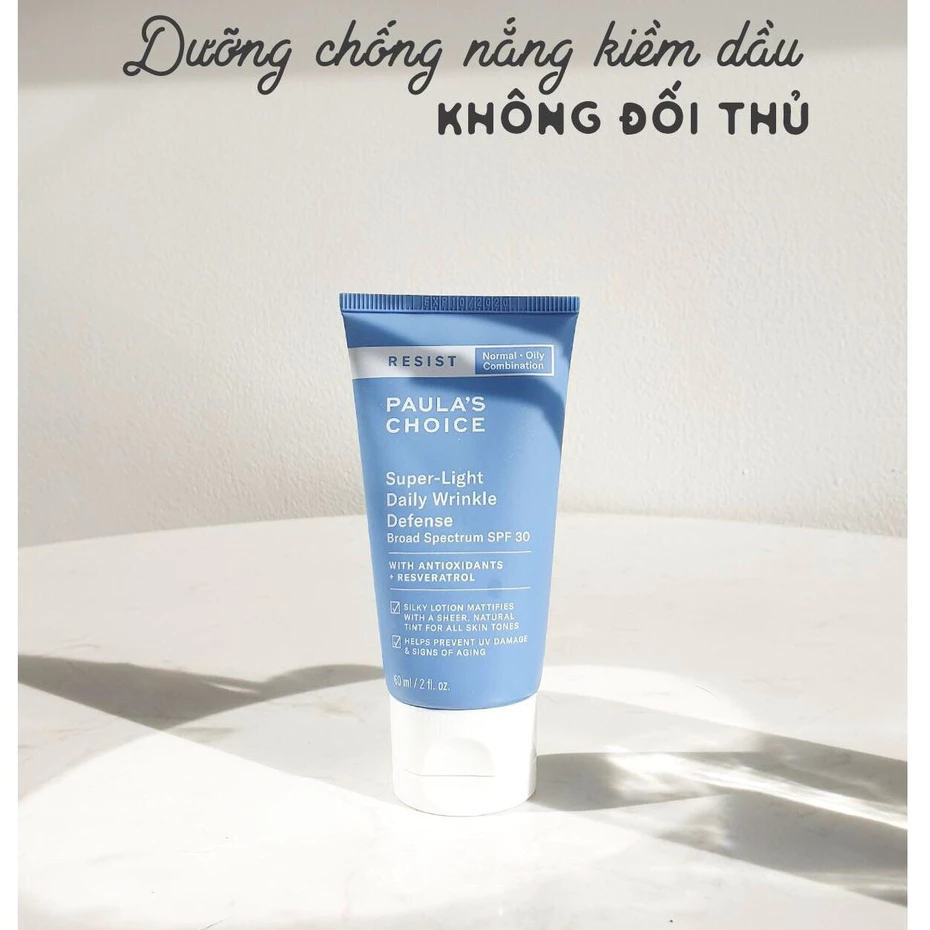 [TEM CHÍNH HÃNG] Kem Chống Nắng Kiềm Dầu & Chống Lão Hóa Paula’s Choice Resist Super-Light Daily Wrinkle Defense SPF 30