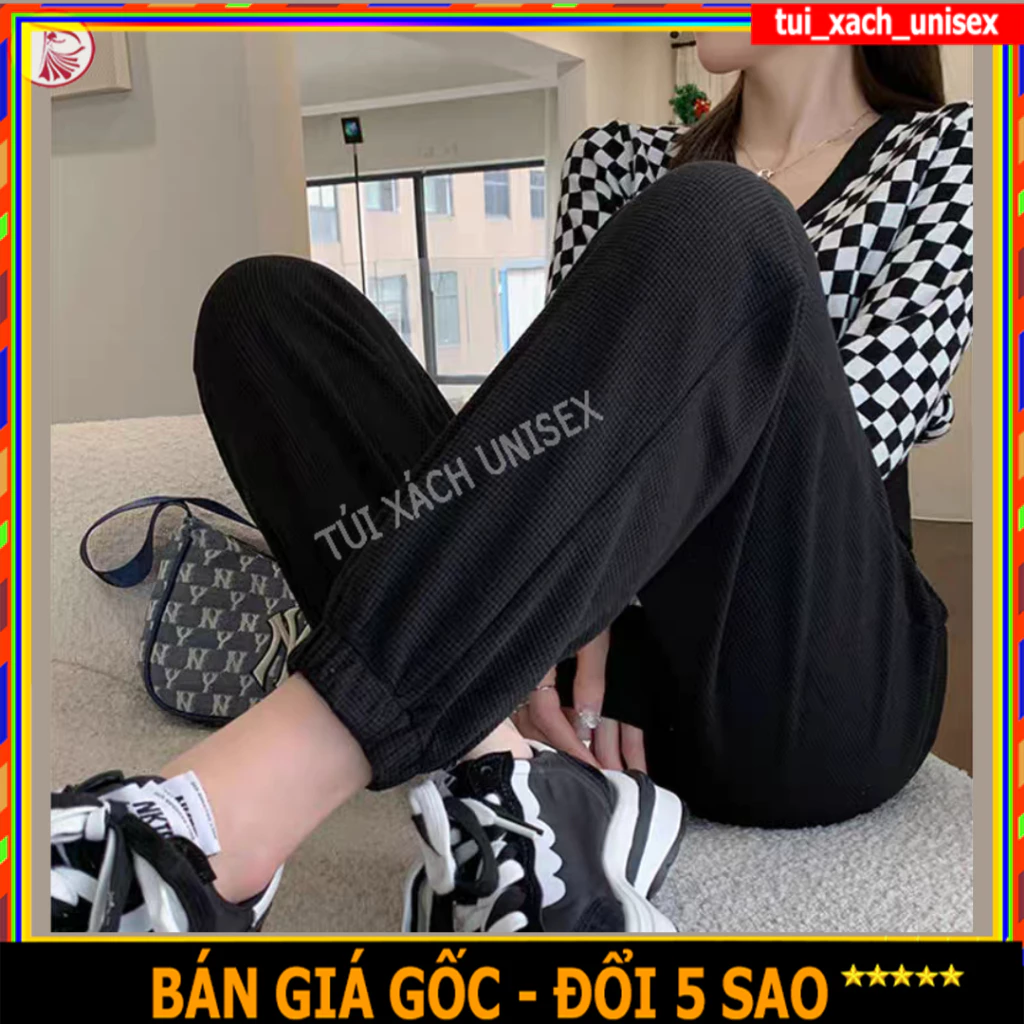 Quần jogger form rộng xốp tổ ong ống rộng suông nam nữ unisex thể thao