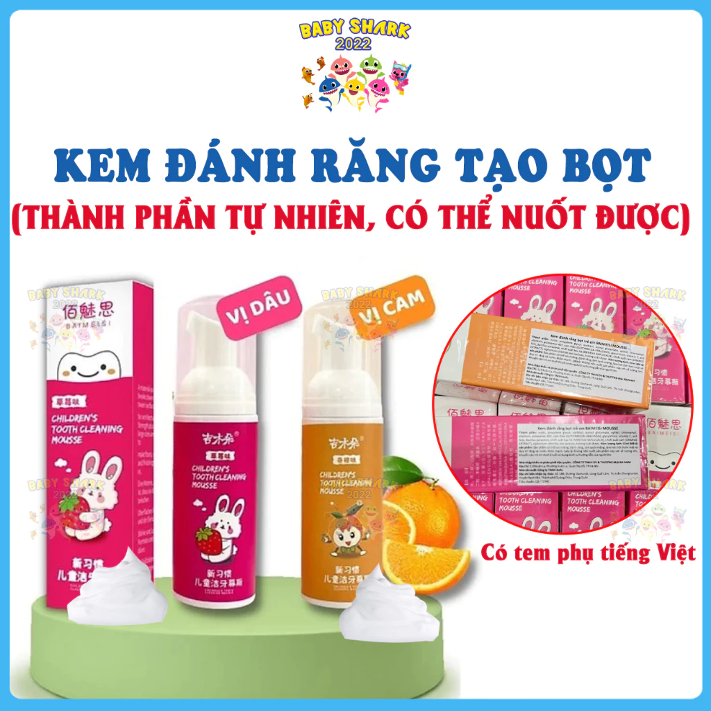 [Chính hãng] Kem đánh răng tạo bọt nuốt được BAIMEISI nội địa Trung, ngừa sâu răng cho bé 60ml