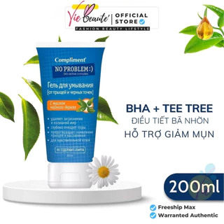 Sữa Rửa Mặt Ngừa Mụn Compliment No Problem BHA + TEA TREE cho da nhạy cảm (cam) 200ml