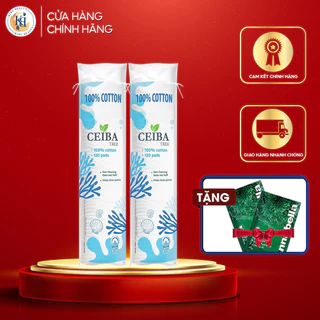 Combo 2 Bông Tẩy Trang Làm Sạch Da 100% Cotton Ceiba Tree 120 miếng x 2