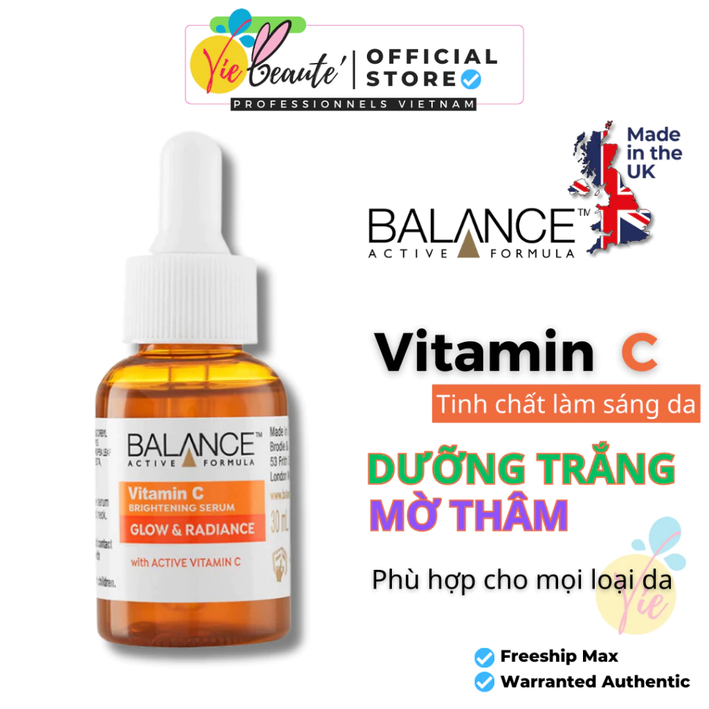 Serum Vitamin C Balance Active Formula Vitamin C Brightening UK Tinh chất sáng da mờ thâm